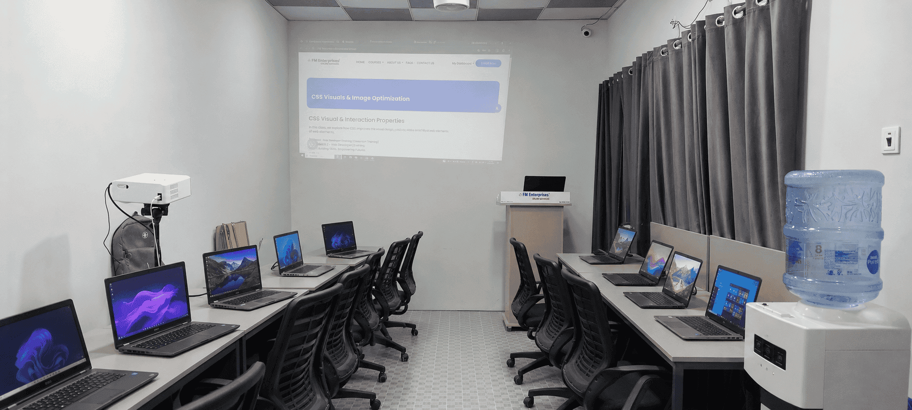 The FMETP training room set up for a session